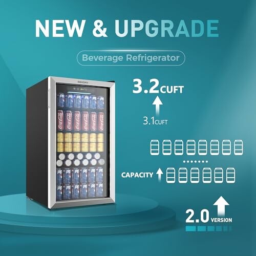 Beverage refrigerator with increased capacity and features.